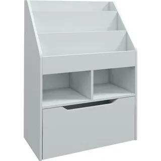 HOMCOM Kinder Bücherregal Kinderregal mit Schublade, 3 Ablagefächern und 2 offenen Fächern, Aufbewahrungsregal für Kinderzimmer, Spielzimmer, Grau, 60 x 29,9 x 90 cm   Aosom