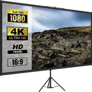 Vevor 16:9 Beamer Leinwand Rolloleinwand Stativ 4K Präsentationswand 200x113cm