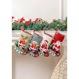 Vivi Idee Nikolausstiefel Nikolausstrumpf Groß 31cm, Weihnachtsstrumpf Weihnachtssocken Christmas Kamin deko