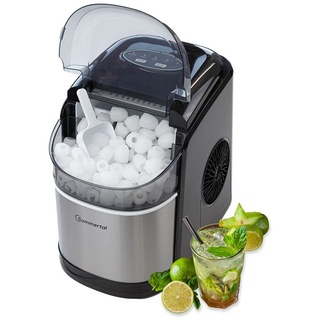 sommertal EM12C - Ice Maker mit schneller Eisherstellung ab 6 Minuten, 12kg pro Tag, 2 Würfelgrößen, mit Schaufel & Entnahmekorb - Eiswürfelbereiter, Eiswürfelmaschine klein