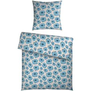 Esposa Bettwäsche, Blau, Textil, Blume, 135x200 cm, Oeko-Tex® Made IN Green, pflegeleicht, hautfreundlich, Schlaftextilien, Bettwäsche, Bettwäsche, Satin-Bettwäsche