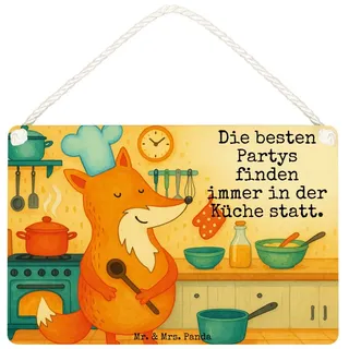 Mr. & Mrs. Panda Hinweisschild Fuchs Koch Design, Schild DIN A4, Weiß, Geburtstag, Deko, holzbild, B, (Packung), Motivschild Party Küche Spruch weiß DIN A4 | 29.7 cm x 10 cm x 21 cm