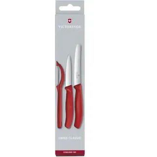 VICTORINOX Gemüsemesser-Set mit Schäler Swiss Classic - rot