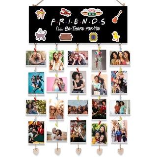 Kitcheneedy Friends TVShow Merchandise FotoClip, Friends TVShow hängende FotoDisplayGeschenke, inklusive 24 bunten Holzklammern, zum Aufhängen von ca. 20 Fotos, 39,9 x 15,2 x 0,8 cm