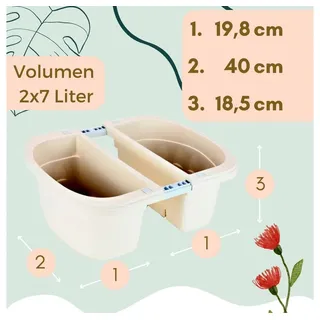 GarPet Blumenkasten Balkongeländer Beidseitig Balkon Blumenkasten Doppelseitig Balkonkasten mit Halterung Geländerkasten mit Wasserspeicher weiß 40 cm)