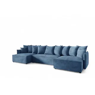 Fun Möbel Wohnlandschaft Stoff U-Form 2-Sitzer Blau