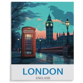 BEAYODKP London England,DIY Malen Nach Zahlen-Vorgedruckt Leinwand-Ölgemälde Geschenk für Erwachsene Kinder Kits Home Haus Dekor(40x50cm-L16