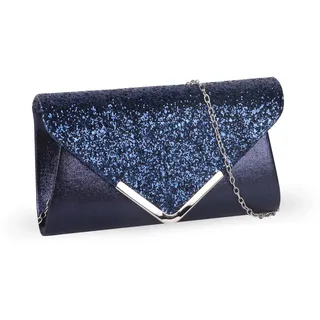 Zercart Clutch für Damen, mit Pailletten, mit Kettenriemen, elegante glitzernde Handtasche, Abend-Clutch, Brautschmuck, Abschlussball, Party, Hochzeit, Handtasche, blau - 9.84 inches x 2.36 inches x 4.72 inches