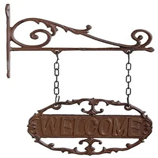 Esschert Design Wandschild, Willkommensschild, fest montierbar, ca. 23 cm x 3,8 cm x 34 cm
