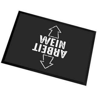 Fußmatte Türmatte Schmutzfangmatte mit Spruch WEIN - ARBEIT, Herzbotschaft, rechteckig, 40 x 60 cm, 2 mm hoch, bei 40 °C waschbar