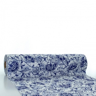 Sovie HORECA Tischläufer Liv in blau aus Linclass® Airlaid 40 cm x 24 m, 1 Stück - Floral Blumen Frühling