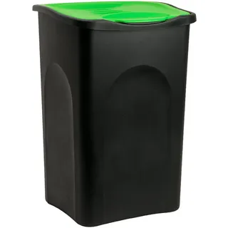 Stefanplast® Mülleimer mit Deckel 50L Abfalleimer Geruchsarm Küche Bad Biomüll Gelber Sack Kunststoff Mülltrennung Schwarz Grün