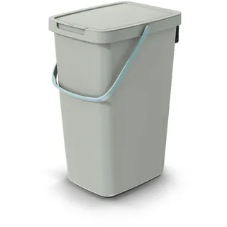 BirnePower Mülleimer 12L Hellbraun mit Deckel & Griff – Abfalleimer Q Collect, Biomülleimer zum Aufhängen, Mülltrennsystem Kunststoff, Wandmontage möglich (26x19,7x37,5 cm)
