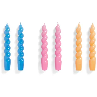 HAY - Spiral Stabkerzen, H 19 cm, blue / dark pink / dark peach (6er-Set)