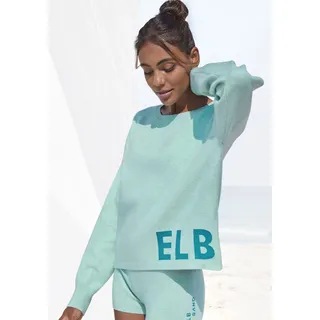 Strickpullover ELBSAND "-Loungesweatshirt" Gr. 32/34, blau (türkis) Damen Pullover Strandpullover mit eingestricktem Logo