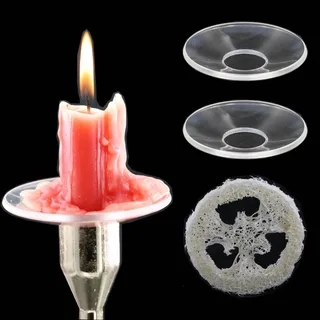 Bobeches aus gehärtetem Glas, 2 Stück, mit Reinigungs-Luffa-Kerzen, Tropfenfänger, Kerzenständer, Wachsverschluss, Kerzenring