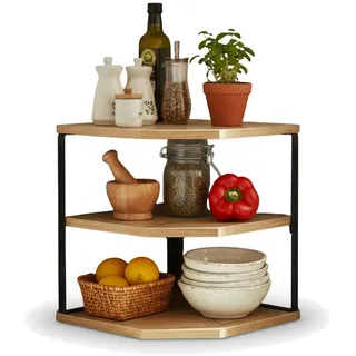 Küchenregal Eckregal Holz 27x25cm stehend Aufbewahrungsregal Gewürzregal Küche