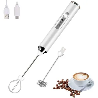Tragbarer Elektrischer Milchaufschäumer Mit 2 Aufsätzen, Schaummixer Mit Usb-aufladung, 3 Geschwindigkeitsstufen, Schaummixer Für Latte Macchiato Und Cappuccino