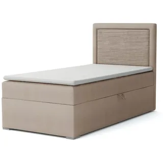 Deine Möbel 24 Boxspringbett JAX Boxbett Einzelbett Polsterbett Jugendbett (Beige Hellgrau Grau Anthrazit Schwarz, 2-St., Bonellfederkernmatratze H3 oder Taschenfederkernmatratze H4), 90x200 100x200 Veloursstoff beige