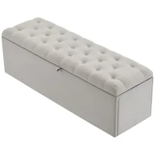 Flieks Polsterbank, Leinen Bettbank Sitzbank mit Stauraum 141x41.5x47cm grau 41.5 cm x 47 cm