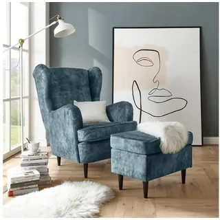 ed exciting design Ohrensessel Oskar Polyester 78 x 102 x 98 cm Blau