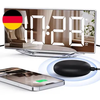 Mesqool Spiegel Digital Wecker Mit Vibration, Wecker Laut Für Tiefschläfer, Groß