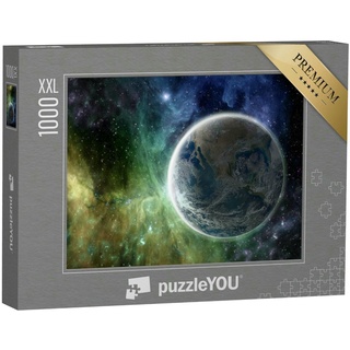 puzzleYOU Puzzle Planet Erde mit bunter Fantasy-Galaxie, 1000 Puzzleteile, puzzleYOU-Kollektionen Astronomie