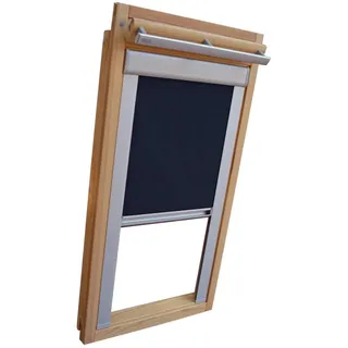 Verdunkelungsrollo THERMO Alu-Rückseite für FAKRO Dachfenster TYP FTP/PTP/FPP - 06 (78x118 cm) - Farbe Blau - mit Aluminium Seitenschienen