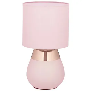 relaxdays Nachttischlampe Tischlampe mit Stoffschirm, Ein-/Ausschalter, ohne Leuchtmittel, Warmweiß, Rosa rosa
