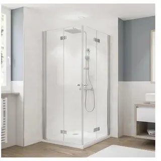 BREUER Eckeinstieg mit Drehfalttür FARA 5 80 x 80 x 190 cm Profil silber Klargla