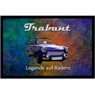 Ladreas Fußmatte Schmutzfangmatte Trabant Legende auf Rädern F1035, 75x50 bunt 75x50 | 50 cm x 75 cm
