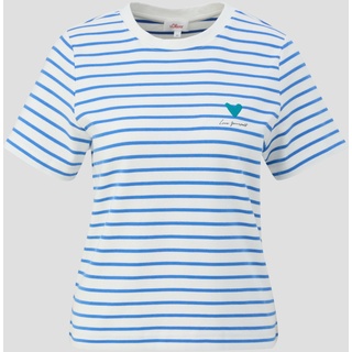 s.Oliver - T-Shirt mit Streifenmuster, Damen, blau|weiß, 36