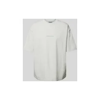 Oversized T-Shirt mit Label-Print, Hellgrau, S