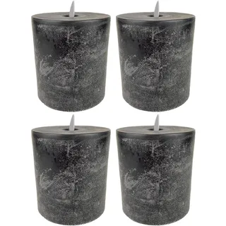 Sompex LED Kerzen mit Timerfunktion und flackernder Flamme, anthrazit ⌀ 10cm, Höhe 10,5cm, Adventskranz 4er Sets, Weihnachtsdeko, LED Deko, Stumpenkerzen (4er Set)