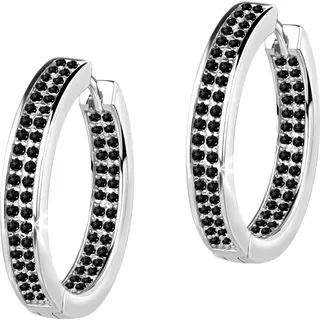 Paar Creolen FIRETTI "Schmuck Geschenk Silber 925 Ohrschmuck Ohrringe", silber (silberfarben, schwarz, schwarz), Ohrringe, Damen, 18mm, Silber 925 (Sterlingsilber), Made in Germany - mit Zirkonia (synth.)