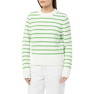 Tommy Hilfiger Damen Pullover 1985 Strickpullover, Weiß (Breton Stripes/Ecru/Spring Lime), XL - XL