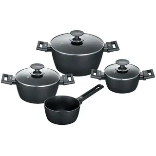 Berndes Alu Induction Kochtopfset, 7-tlg., Antihaftversiegelung, Aluminium, 011301 - Schwarz