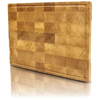 holz4home Premium Schneidebrett Stirnholz aus Eiche L