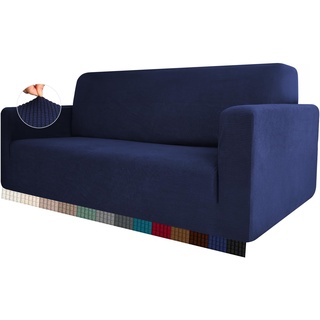 HEYOMART Stretch Sofabezug 1 Stück Sofahusse Spandex Jacquard Elastische Couchbezug mit Anti-Rutsch-Schaumstoffe (L-förmiges Ecksofa erfordert Zwei) - 2 Seater, Blau