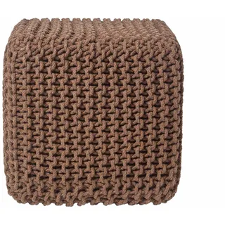 Homescapes Strick-Pouf, Braun, Textil, Uni, Quadratisch, 35x35x35 cm, Wohnzimmer, Hocker, Sitzwürfel
