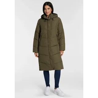 Steppmantel ONLY "ONLMEGAN LIFE LONG PUFFER COAT CS OTW", Damen, Gr. XS, grün (kalamata), Steppware, Obermaterial: 100% Polyester, unifarben, lang, Mäntel Steppmantel, verdeckter Zipper, Reißverschlusstaschen, winddicht
