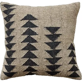 INDACORIFY Handgefertigter Kelim-Kissenbezug, 45,7 x 45,7 cm, Teppich-Kissenbezug, Vintage-Woll-Jute-Kissen, ethnisches indisches quadratisches Boho-Kissen für Wohnzimmer (Muster-9)