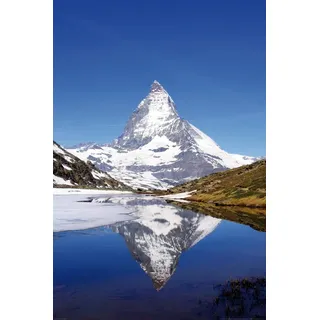 1art1 Berge XXL Poster Matterhorn Mit Riffelsee Plakat | Bild 120x80 cm