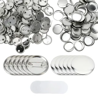 Tissting 100 Stück Buttons Rohlinge 32mm Runde Button Anstecker | Buttons Selber Machen Silber Eisen Buttonrohling Pin Leere Schaltfläche Abzeichen für Button Maker Maschine