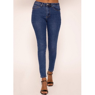 SASSYCLASSY Skinny-fit-Jeans Mid Waist Push Up Skinny Jeans Damen Skinny Jeans mit Comfort Stretch, 5-Pocket-Style blau