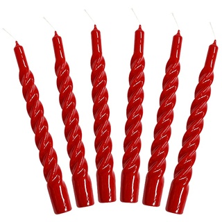 Kunstindustrien - Candles with a Twist | Spiralkerzen Dunkelrot | Bunte Spiralkerzen | Kerzen gedreht | Lange brenddauer | 6 Stück Bunte Kerzen | Dänisches Design | Pastell Kerzen