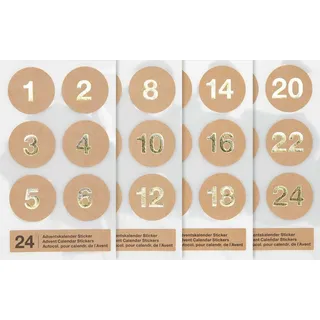Rico Design Adventskalender Sticker Set 28 mm Weihnachten Basteln Deko Natur - Beige
