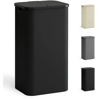 YOUDENOVA Wäschekorb mit Deckel 100L, Wäschesammler schmal mit Wäschesack, faltbarer Wäschesortierer mit Kunststoffgriff Wäschetruhe, hoch Laundry Baskets, (Schwarz)