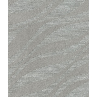 Rasch Tapete 608069 - Vliestapete in Silber mit Wellen und changierendem Effekt aus der Kollektion Sky Lounge