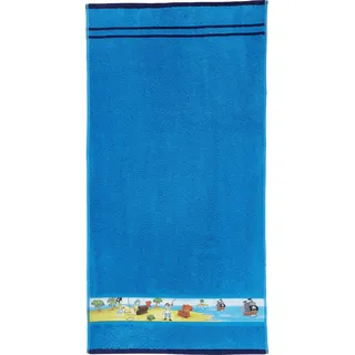 Erwin Müller Kinder-Handtuch Frottier blau Größe 50x100 cm - mit Piratenmotiv auf Bordüre, 100% Baumwolle